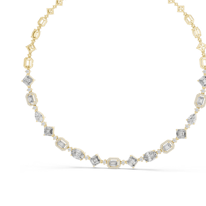 18.78 CT Lab-Created VVS-VS EF CVD Diamond Necklace | Emerald, Round, Princess Cut | 18KT, 14KT, Rose, Yellow, White Gold | Luxury Fine Jewelry