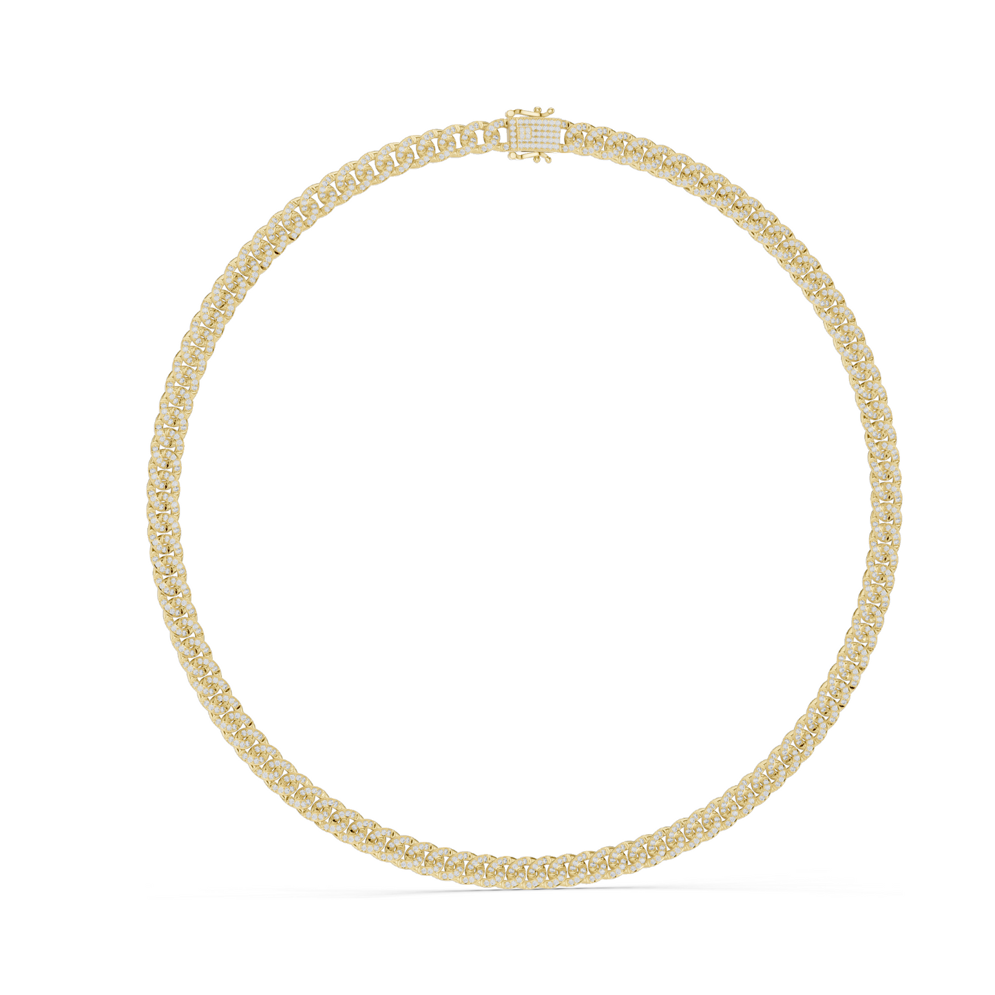 7.208 CT Lab-Created VVS-VS EF CVD Diamond Cuban Link Necklace | Round Brilliant Cut | 18KT, 14KT, Rose, Yellow, White Gold | 81.3g Fine Jewelry