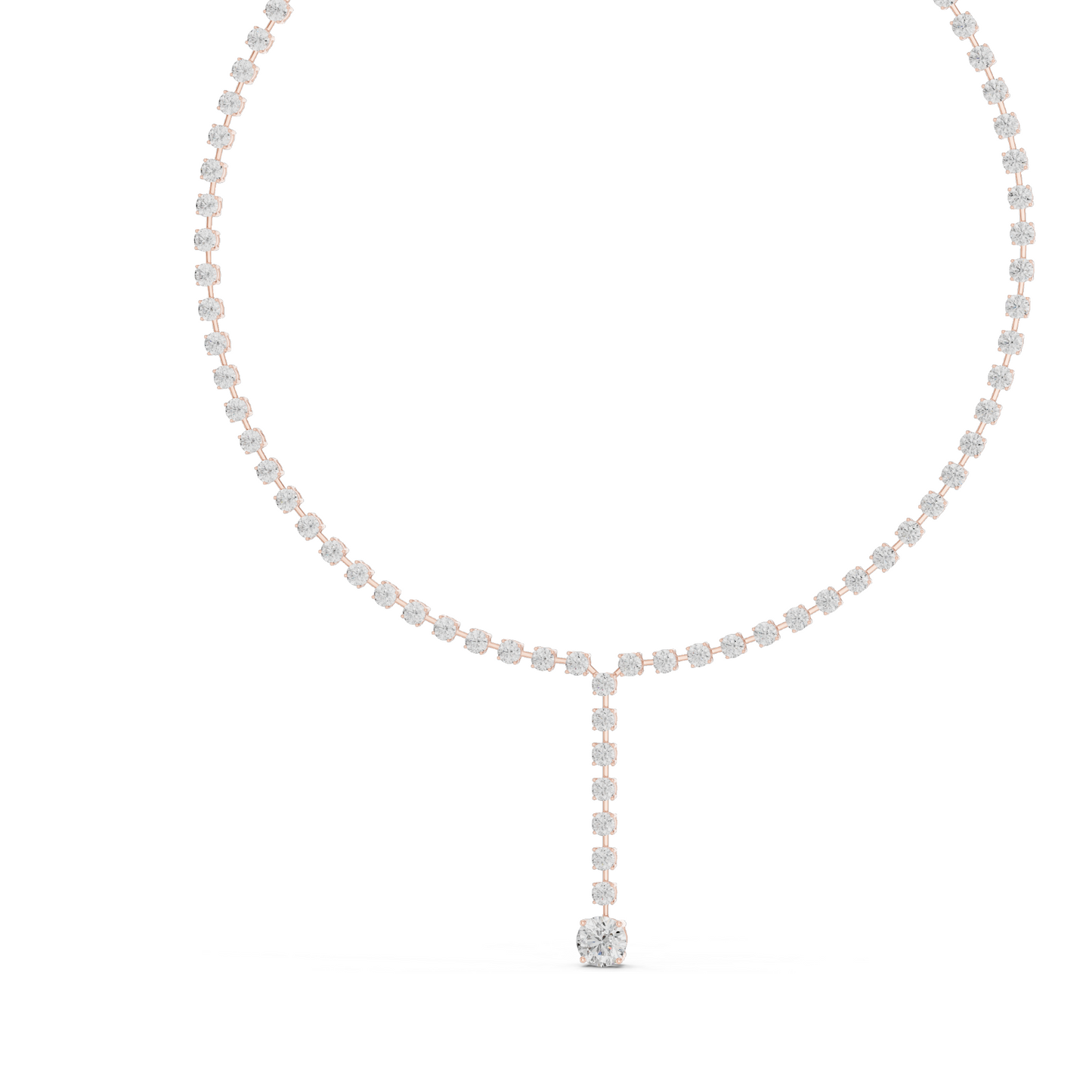 27.65 CT Lab-Created VVS-VS EF CVD Diamond Necklace | Round Brilliant Cut Diamonds | 18KT, 14KT, Rose, Yellow, White Gold | Luxury Fine Jewelry