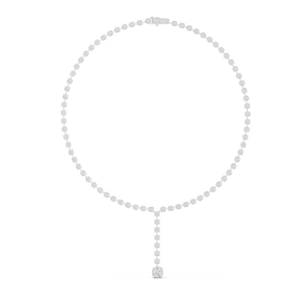 27.65 CT Lab-Created VVS-VS EF CVD Diamond Necklace | Round Brilliant Cut Diamonds | 18KT, 14KT, Rose, Yellow, White Gold | Luxury Fine Jewelry