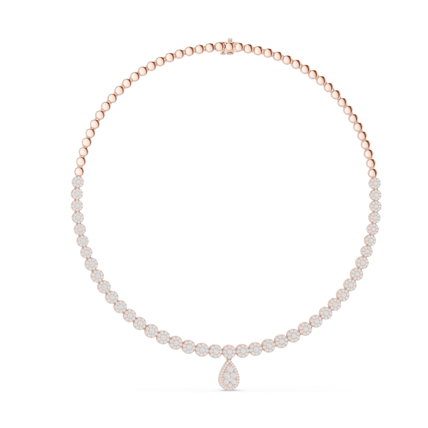 7.884 CT Lab-Grown VVS-VS EF CVD Diamond Necklace | Round & Pear Cut | 18KT, 14KT, Rose, Yellow, White Gold | Luxury Ethical Fine Jewelry