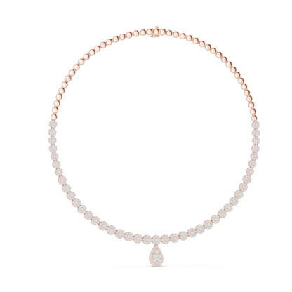 7.884 CT Lab-Grown VVS-VS EF CVD Diamond Necklace | Round & Pear Cut | 18KT, 14KT, Rose, Yellow, White Gold | Luxury Ethical Fine Jewelry