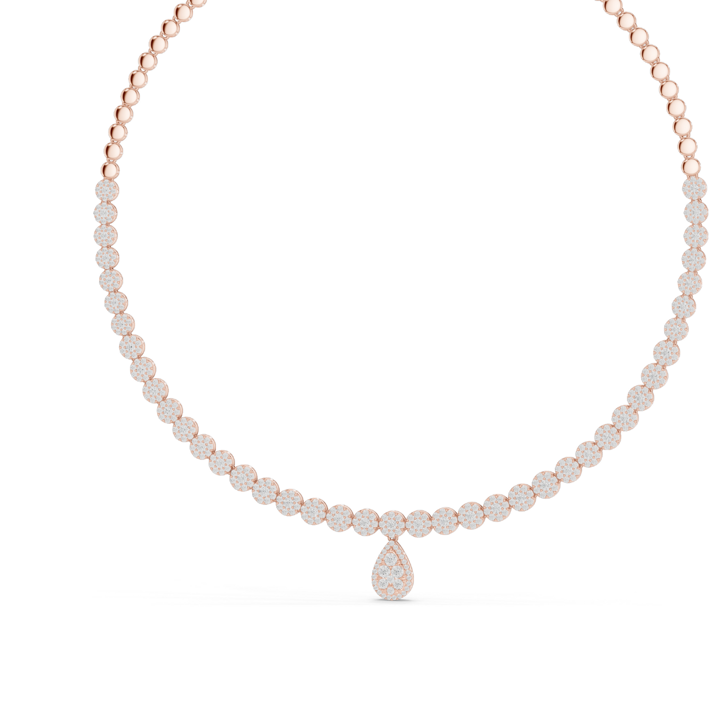 7.884 CT Lab-Grown VVS-VS EF CVD Diamond Necklace | Round & Pear Cut | 18KT, 14KT, Rose, Yellow, White Gold | Luxury Ethical Fine Jewelry