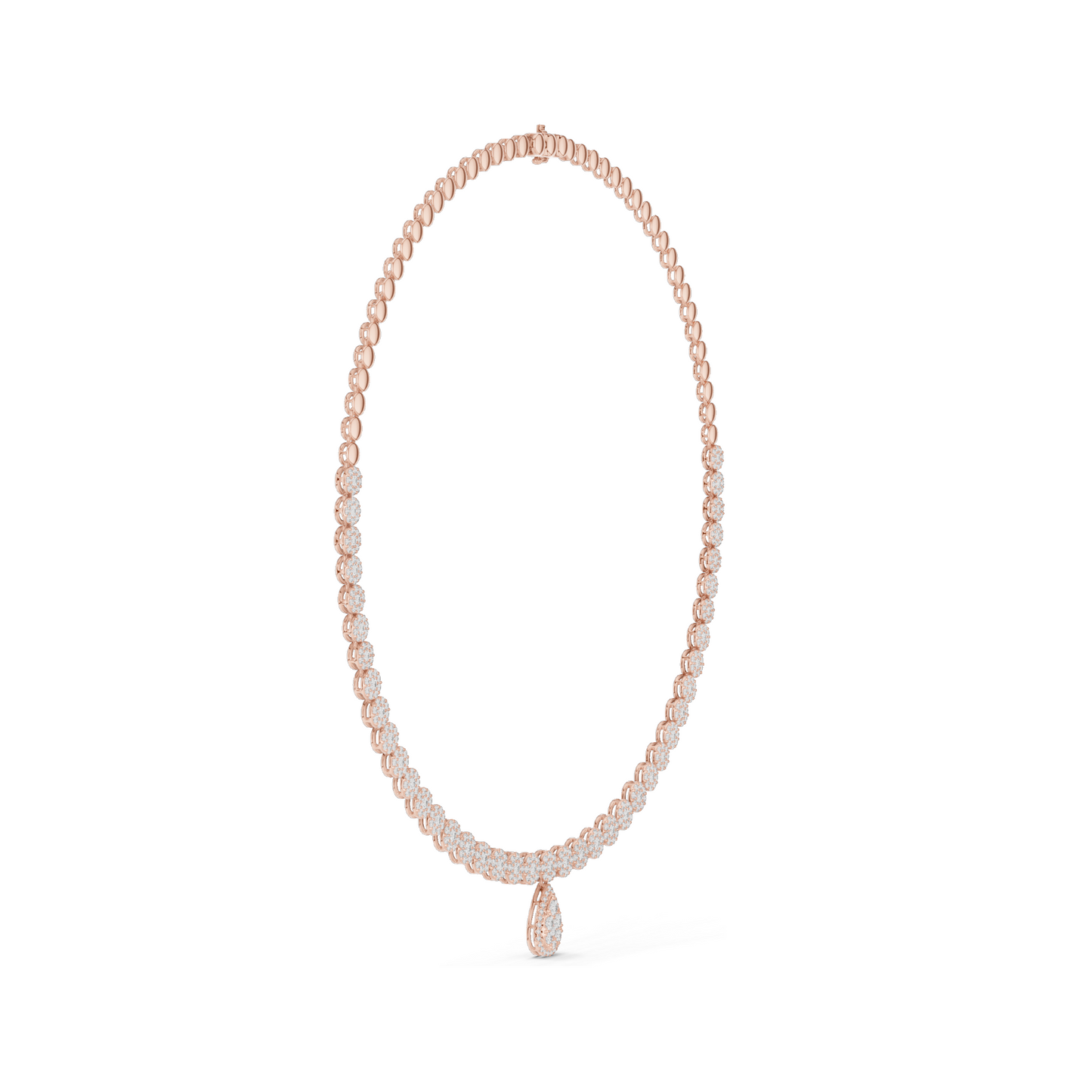 7.884 CT Lab-Grown VVS-VS EF CVD Diamond Necklace | Round & Pear Cut | 18KT, 14KT, Rose, Yellow, White Gold | Luxury Ethical Fine Jewelry