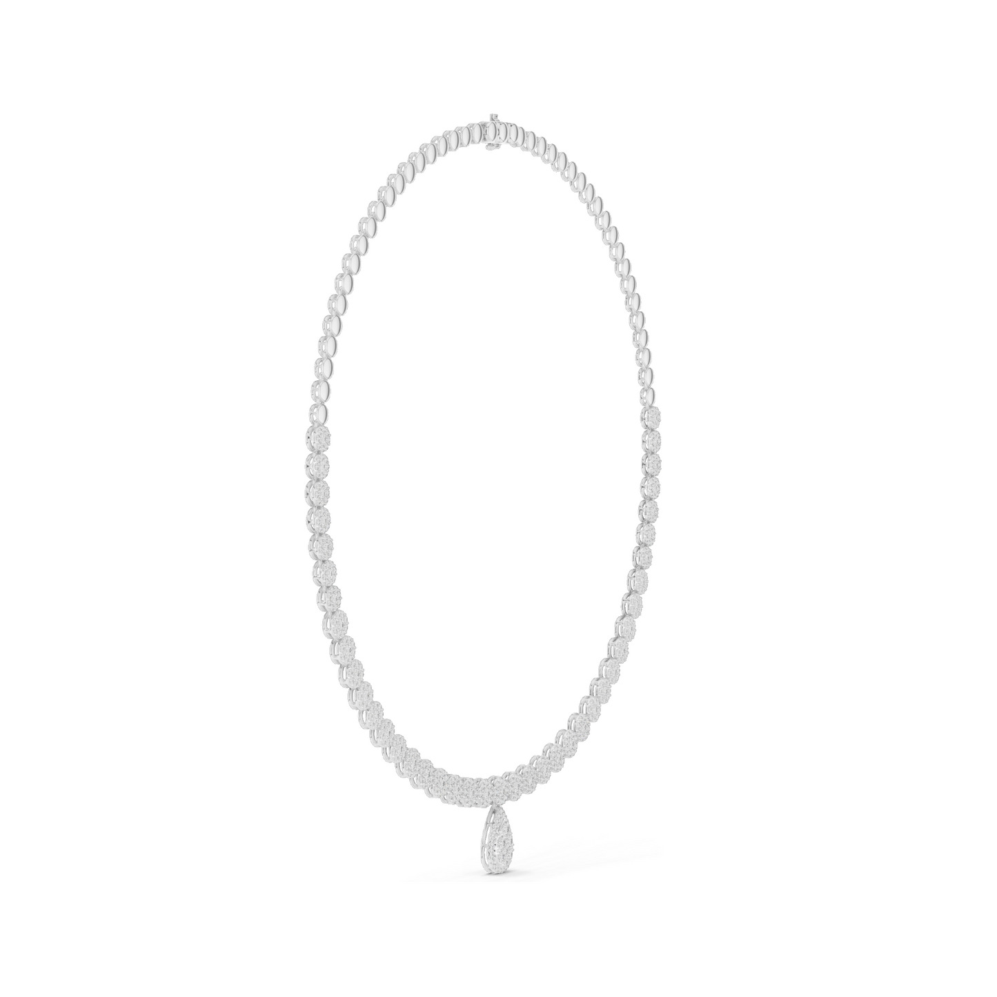 7.884 CT Lab-Grown VVS-VS EF CVD Diamond Necklace | Round & Pear Cut | 18KT, 14KT, Rose, Yellow, White Gold | Luxury Ethical Fine Jewelry
