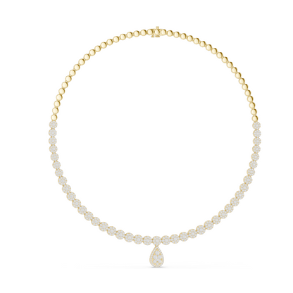 7.884 CT Lab-Grown VVS-VS EF CVD Diamond Necklace | Round & Pear Cut | 18KT, 14KT, Rose, Yellow, White Gold | Luxury Ethical Fine Jewelry
