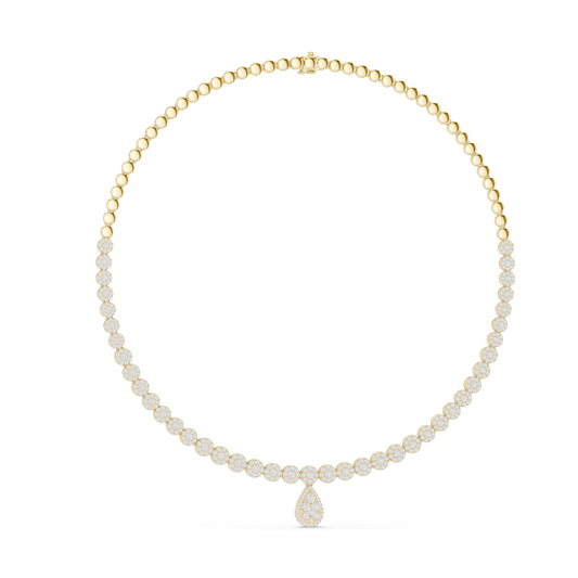 7.884 CT Lab-Grown VVS-VS EF CVD Diamond Necklace | Round & Pear Cut | 18KT, 14KT, Rose, Yellow, White Gold | Luxury Ethical Fine Jewelry