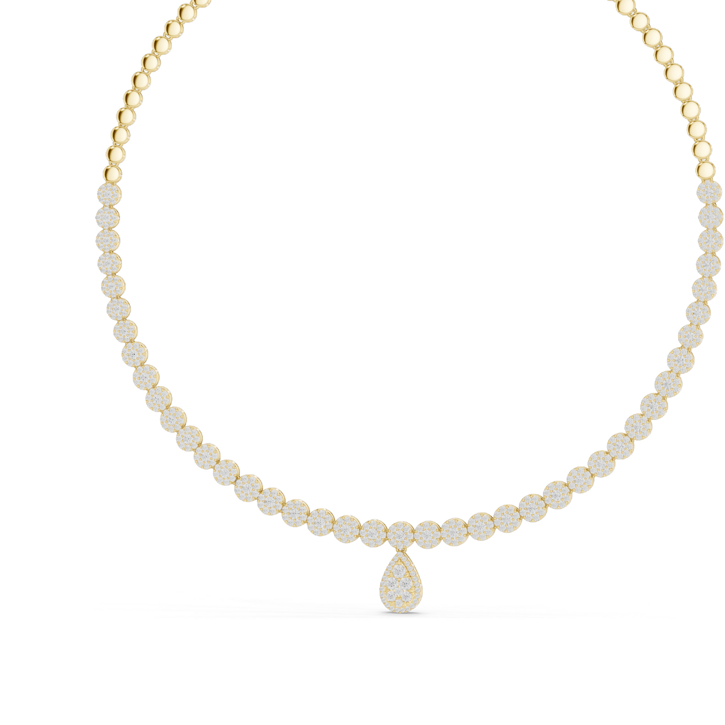 7.884 CT Lab-Grown VVS-VS EF CVD Diamond Necklace | Round & Pear Cut | 18KT, 14KT, Rose, Yellow, White Gold | Luxury Ethical Fine Jewelry