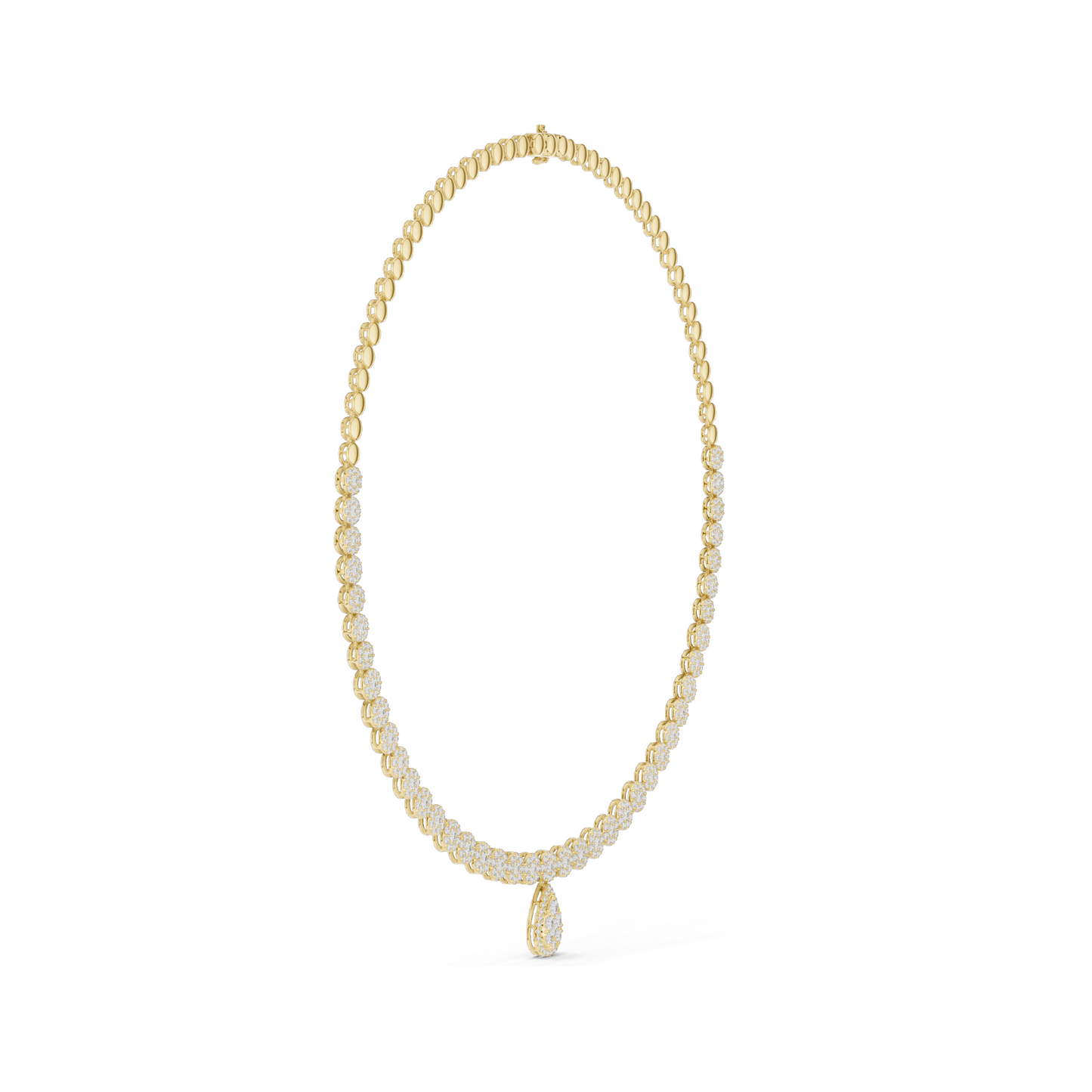7.884 CT Lab-Grown VVS-VS EF CVD Diamond Necklace | Round & Pear Cut | 18KT, 14KT, Rose, Yellow, White Gold | Luxury Ethical Fine Jewelry