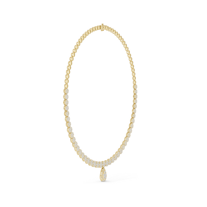 7.884 CT Lab-Grown VVS-VS EF CVD Diamond Necklace | Round & Pear Cut | 18KT, 14KT, Rose, Yellow, White Gold | Luxury Ethical Fine Jewelry