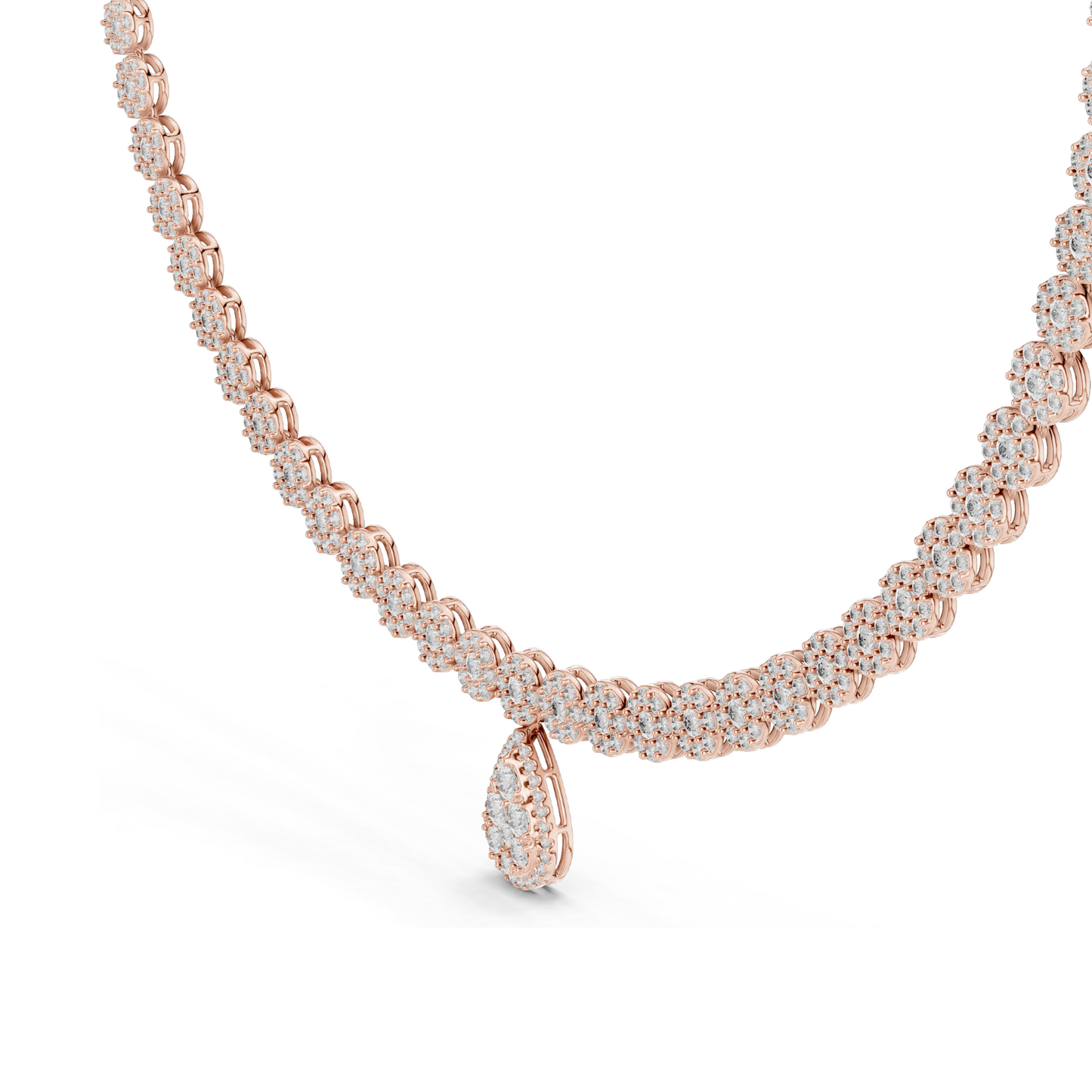 7.88 CT Lab Diamond Necklace with Pear Pendant | Round Brilliant & Pear Cut | 18KT, 14KT Gold | Rose, Yellow, White Gold Options | Luxury Fine Jewelry