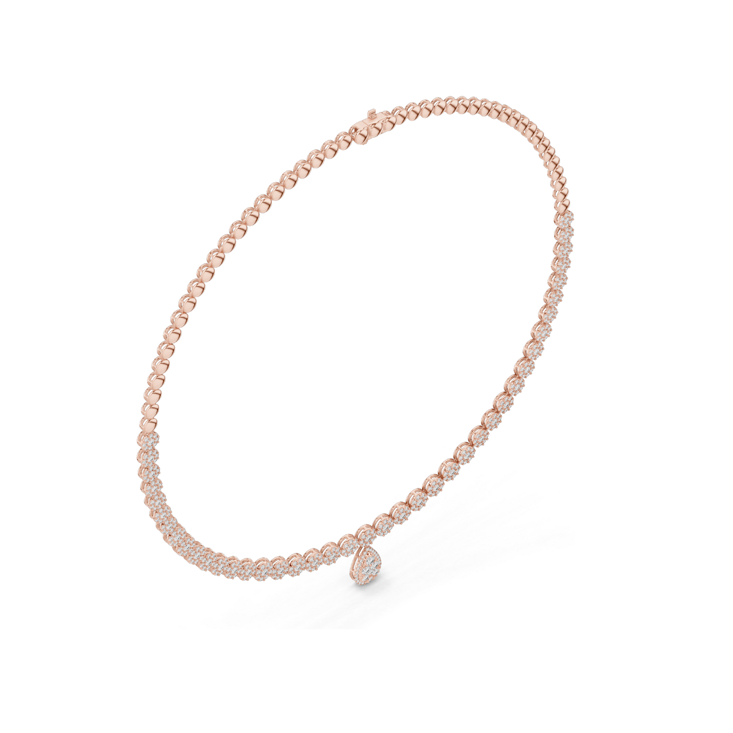 7.88 CT Lab Diamond Necklace with Pear Pendant | Round Brilliant & Pear Cut | 18KT, 14KT Gold | Rose, Yellow, White Gold Options | Luxury Fine Jewelry