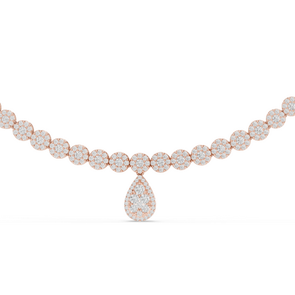 7.88 CT Lab Diamond Necklace with Pear Pendant | Round Brilliant & Pear Cut | 18KT, 14KT Gold | Rose, Yellow, White Gold Options | Luxury Fine Jewelry