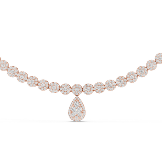 7.88 CT Lab Diamond Necklace with Pear Pendant | Round Brilliant & Pear Cut | 18KT, 14KT Gold | Rose, Yellow, White Gold Options | Luxury Fine Jewelry