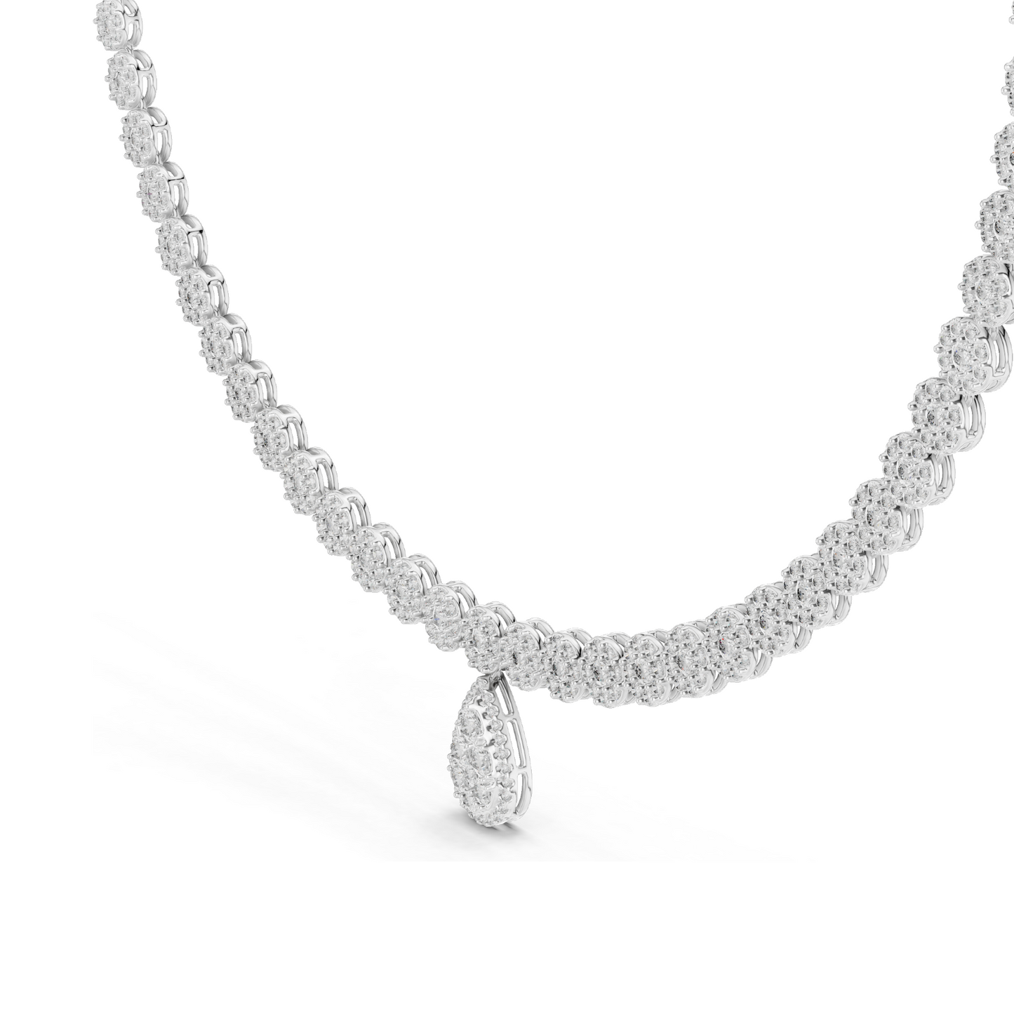 7.88 CT Lab Diamond Necklace with Pear Pendant | Round Brilliant & Pear Cut | 18KT, 14KT Gold | Rose, Yellow, White Gold Options | Luxury Fine Jewelry