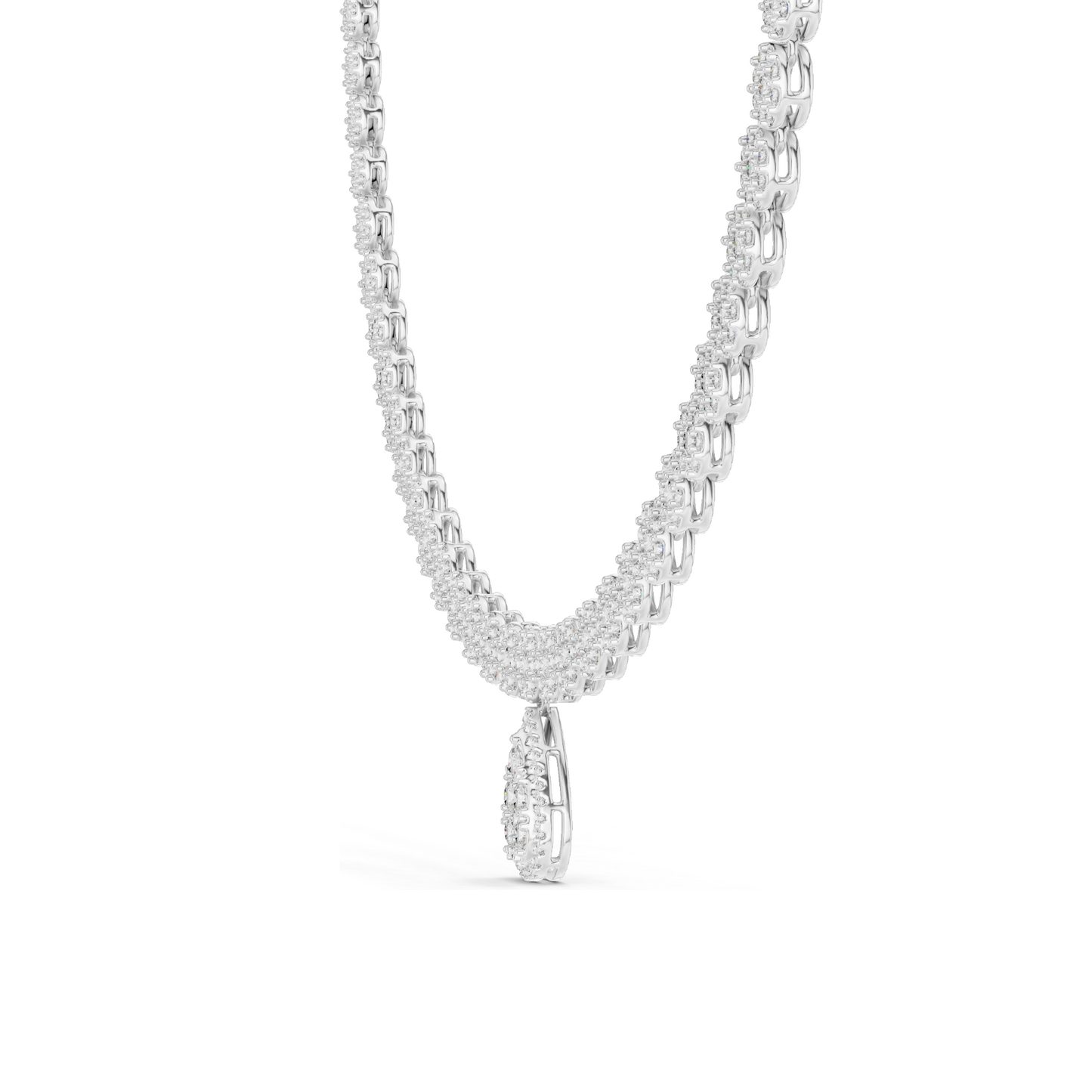 7.88 CT Lab Diamond Necklace with Pear Pendant | Round Brilliant & Pear Cut | 18KT, 14KT Gold | Rose, Yellow, White Gold Options | Luxury Fine Jewelry