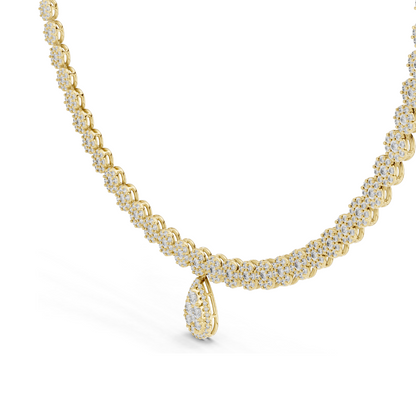 7.88 CT Lab Diamond Necklace with Pear Pendant | Round Brilliant & Pear Cut | 18KT, 14KT Gold | Rose, Yellow, White Gold Options | Luxury Fine Jewelry