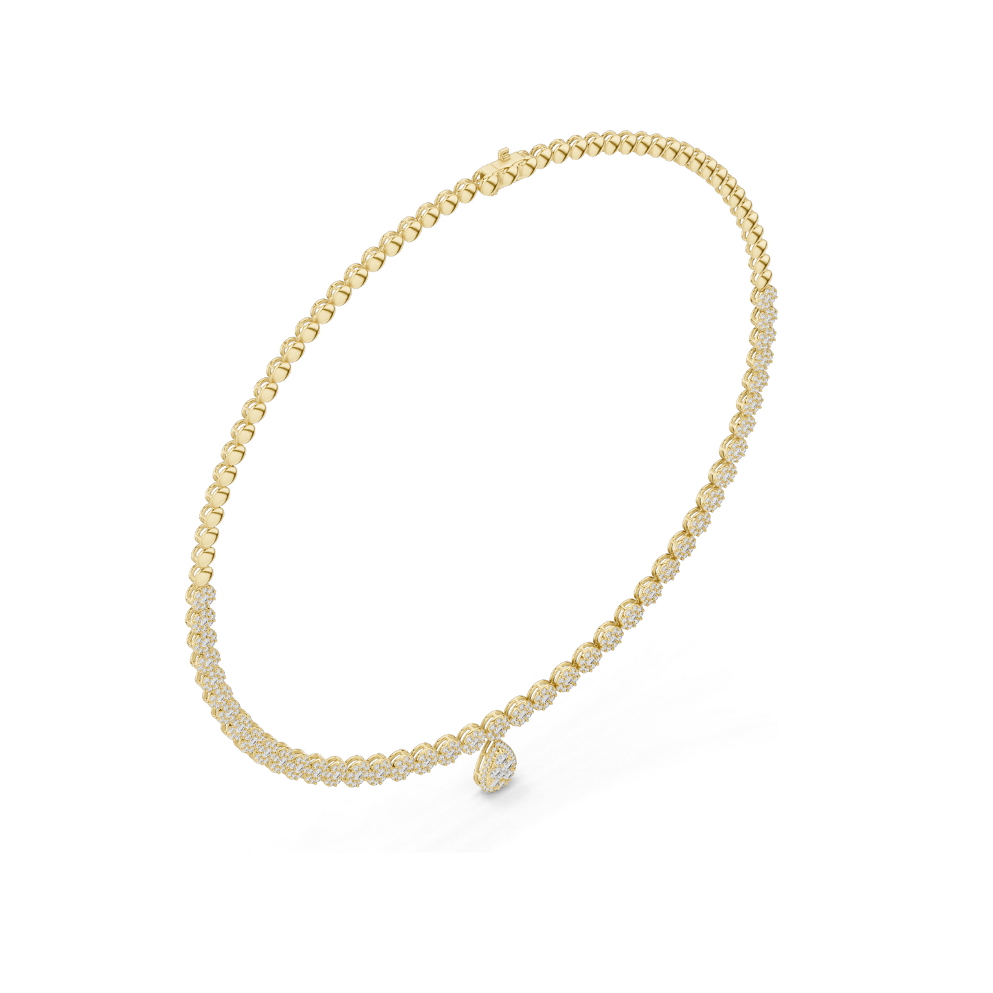 7.88 CT Lab Diamond Necklace with Pear Pendant | Round Brilliant & Pear Cut | 18KT, 14KT Gold | Rose, Yellow, White Gold Options | Luxury Fine Jewelry