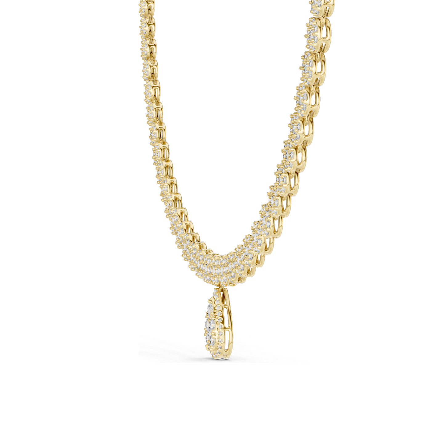 7.88 CT Lab Diamond Necklace with Pear Pendant | Round Brilliant & Pear Cut | 18KT, 14KT Gold | Rose, Yellow, White Gold Options | Luxury Fine Jewelry