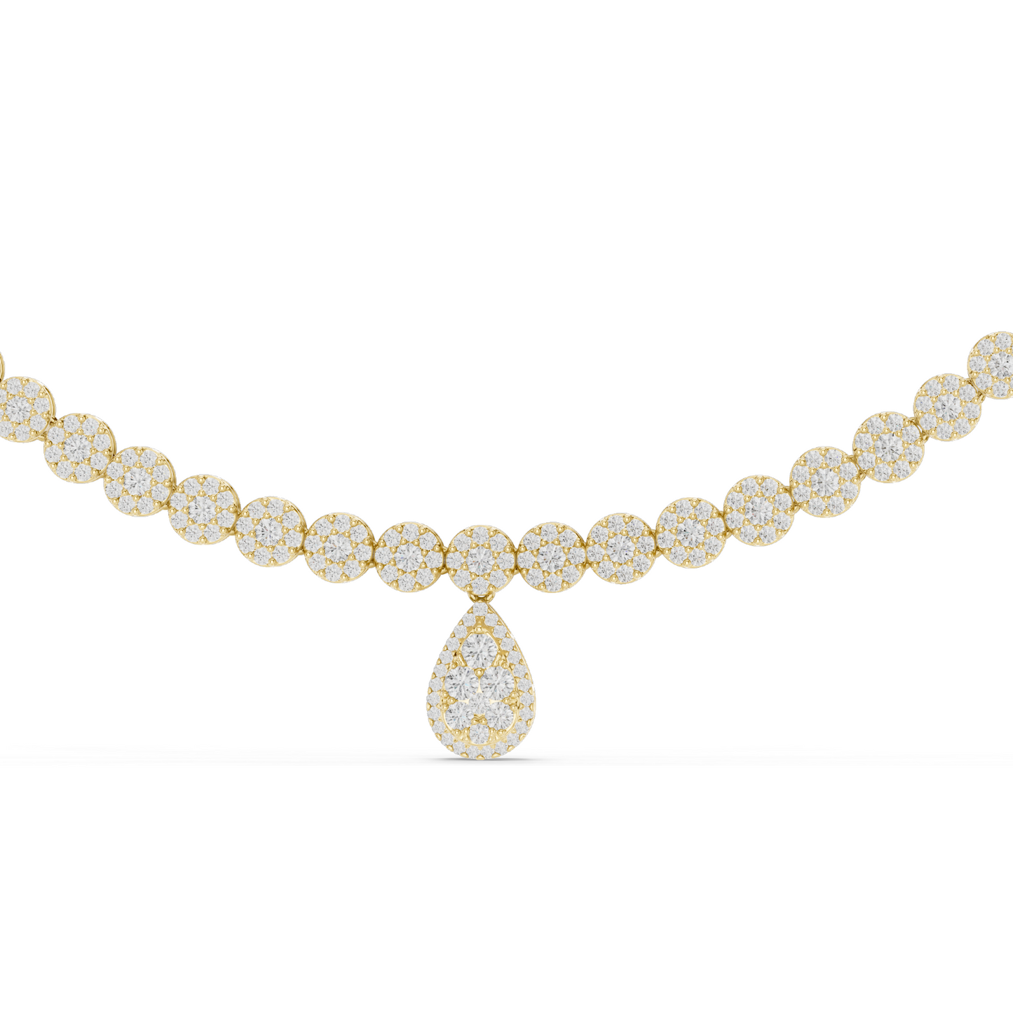 7.88 CT Lab Diamond Necklace with Pear Pendant | Round Brilliant & Pear Cut | 18KT, 14KT Gold | Rose, Yellow, White Gold Options | Luxury Fine Jewelry