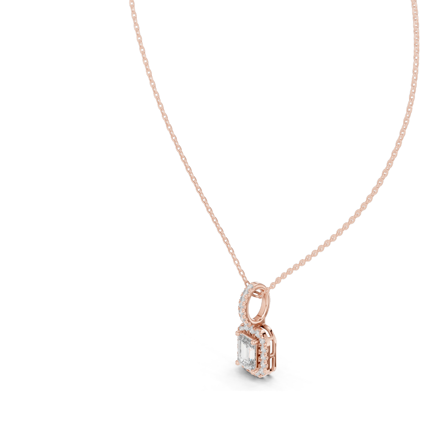 0.44 CT Lab-Created VVS-VS EF Diamond Pendant Necklace | Oval & Emerald Cut | 18KT, 14KT, Rose, Yellow, White Gold