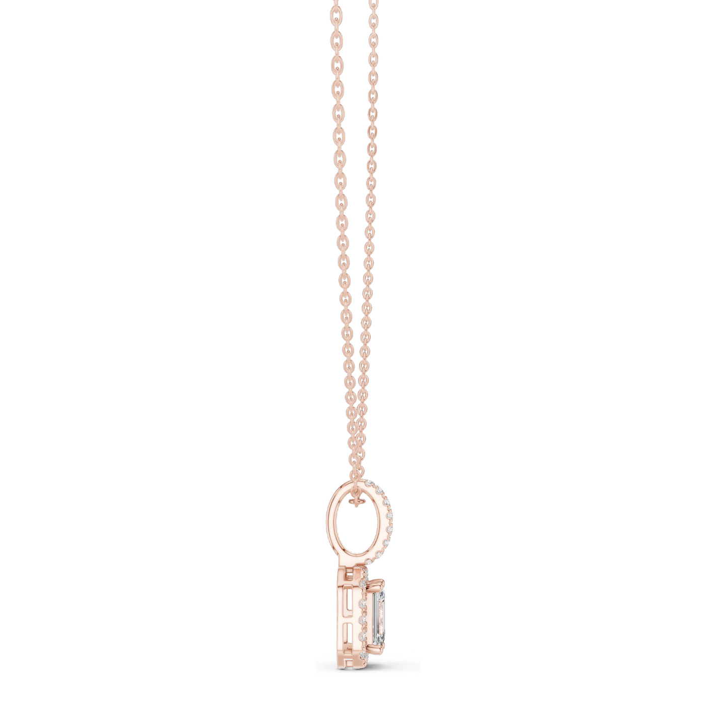 0.44 CT Lab-Created VVS-VS EF Diamond Pendant Necklace | Oval & Emerald Cut | 18KT, 14KT, Rose, Yellow, White Gold