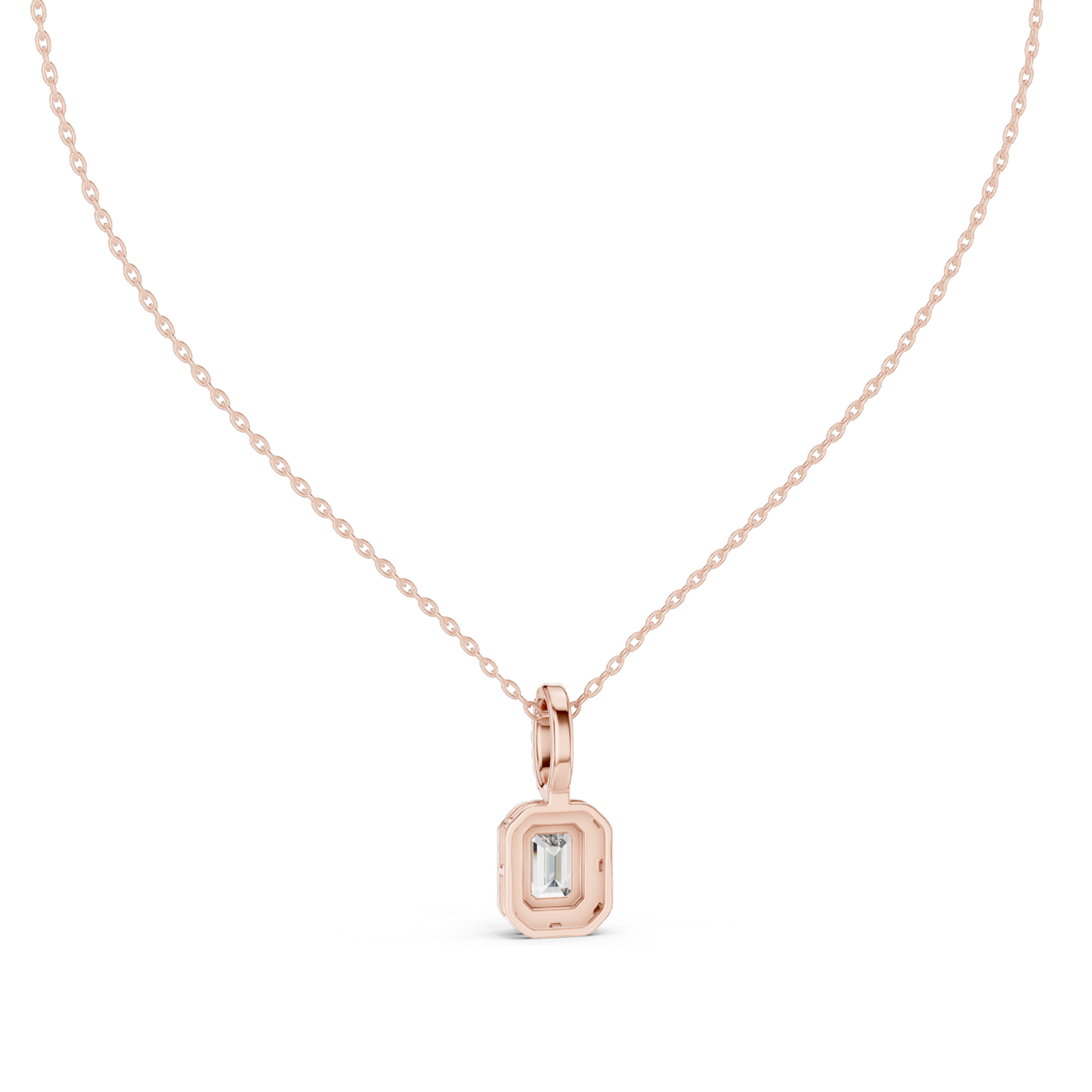 0.44 CT Lab-Created VVS-VS EF Diamond Pendant Necklace | Oval & Emerald Cut | 18KT, 14KT, Rose, Yellow, White Gold