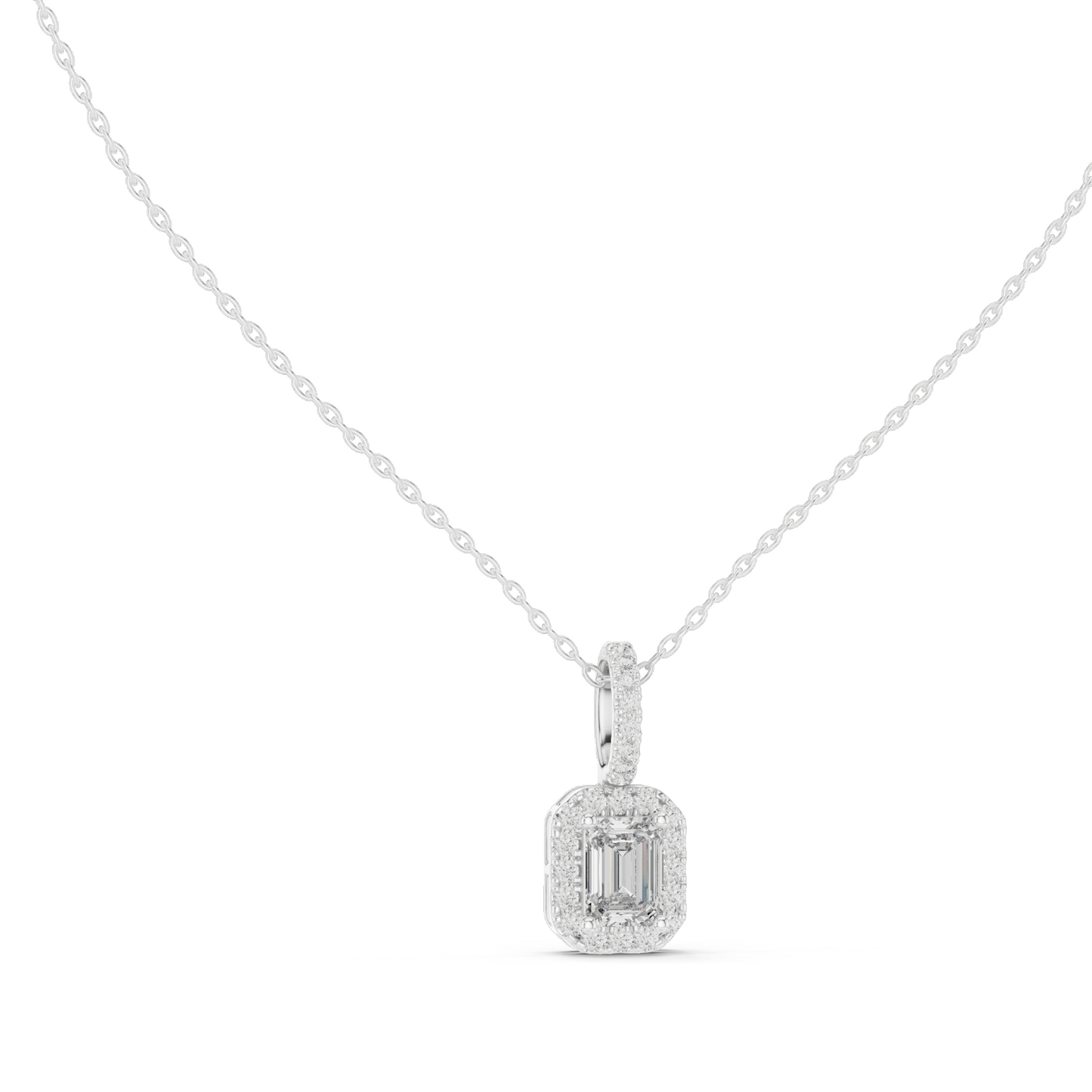 0.44 CT Lab-Created VVS-VS EF Diamond Pendant Necklace | Oval & Emerald Cut | 18KT, 14KT, Rose, Yellow, White Gold
