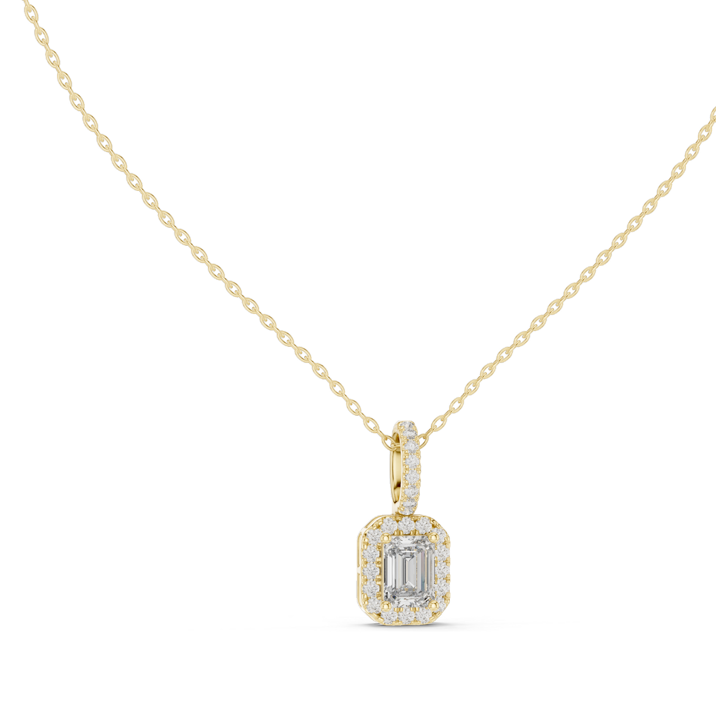 0.44 CT Lab-Created VVS-VS EF Diamond Pendant Necklace | Oval & Emerald Cut | 18KT, 14KT, Rose, Yellow, White Gold
