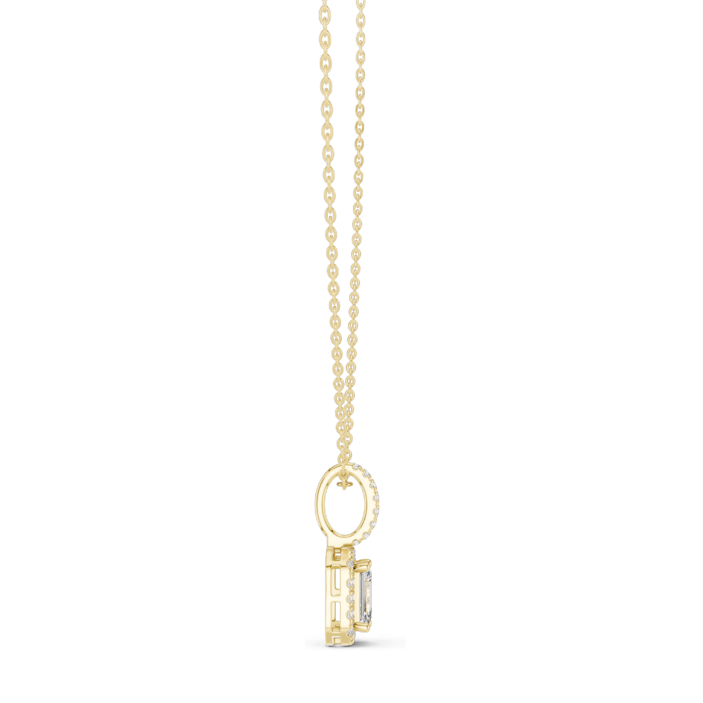 0.44 CT Lab-Created VVS-VS EF Diamond Pendant Necklace | Oval & Emerald Cut | 18KT, 14KT, Rose, Yellow, White Gold