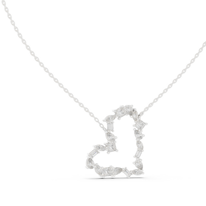 1.9436 CT Lab-Created VVS-VS EF CVD Diamond Heart Necklace | 18KT, 14KT, Rose, Yellow, White Gold | Luxury Fine Jewelry