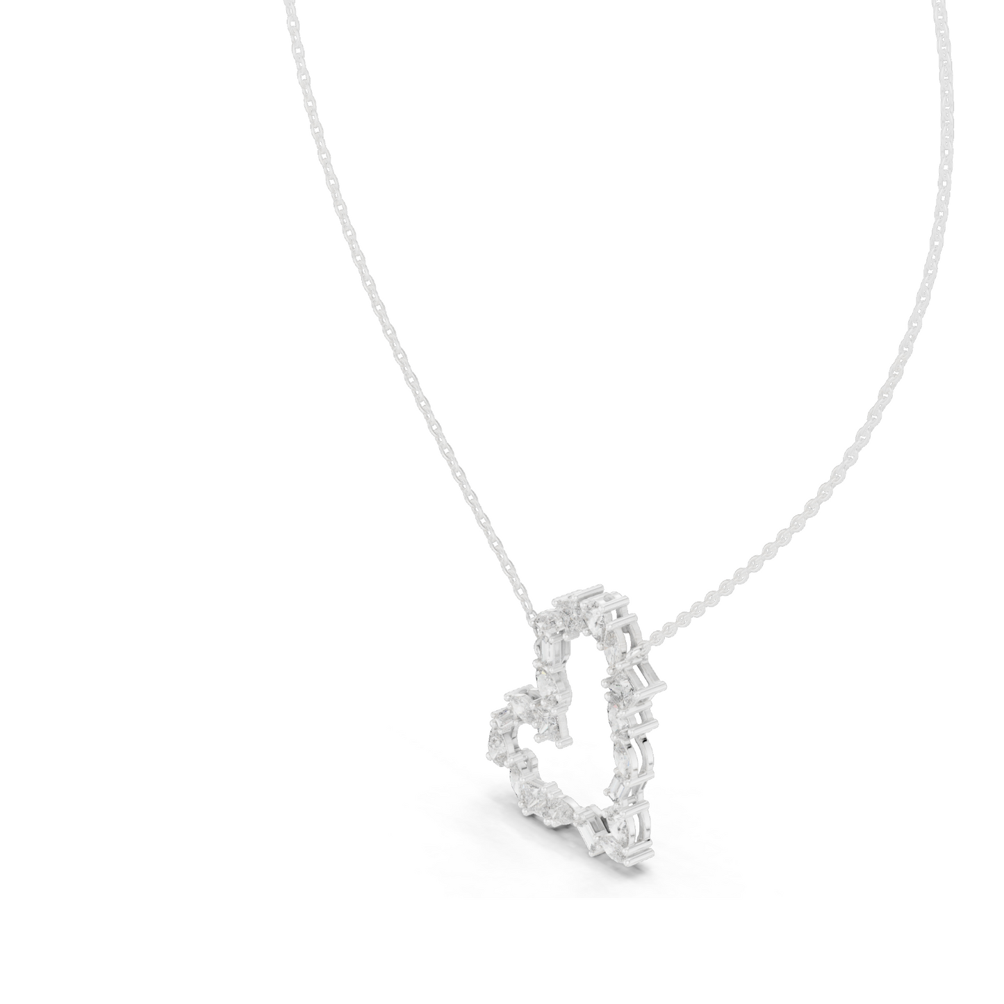 1.9436 CT Lab-Created VVS-VS EF CVD Diamond Heart Necklace | 18KT, 14KT, Rose, Yellow, White Gold | Luxury Fine Jewelry