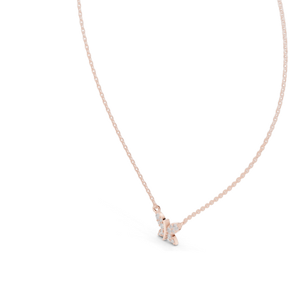 0.24 CT Lab-Created VVS-VS EF CVD Diamond Butterfly Pendant Necklace | 18KT, 14KT, Rose, Yellow, White Gold | Luxury Fine Jewelry