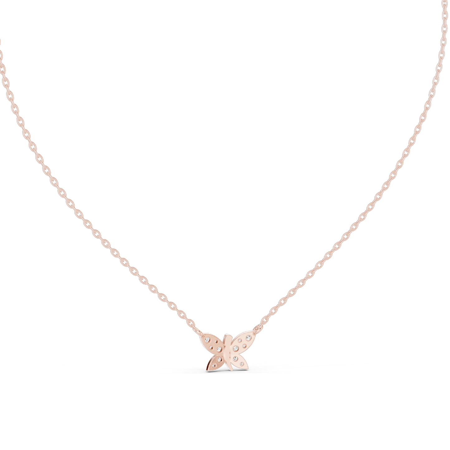 0.24 CT Lab-Created VVS-VS EF CVD Diamond Butterfly Pendant Necklace | 18KT, 14KT, Rose, Yellow, White Gold | Luxury Fine Jewelry