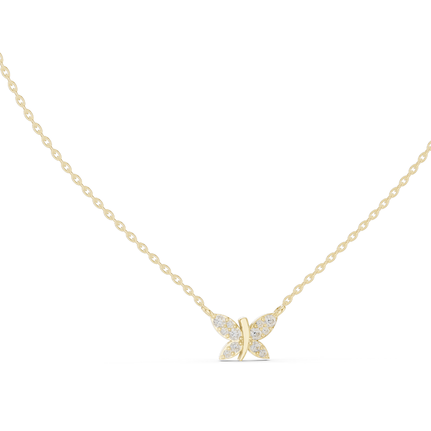 0.24 CT Lab-Created VVS-VS EF CVD Diamond Butterfly Pendant Necklace | 18KT, 14KT, Rose, Yellow, White Gold | Luxury Fine Jewelry