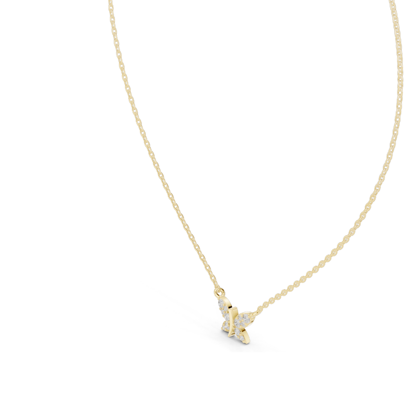 0.24 CT Lab-Created VVS-VS EF CVD Diamond Butterfly Pendant Necklace | 18KT, 14KT, Rose, Yellow, White Gold | Luxury Fine Jewelry