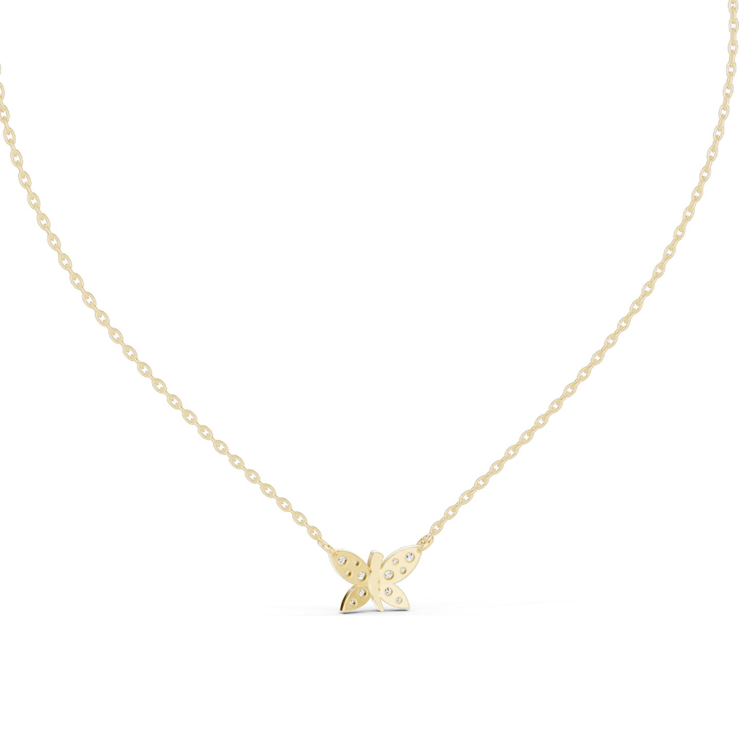 0.24 CT Lab-Created VVS-VS EF CVD Diamond Butterfly Pendant Necklace | 18KT, 14KT, Rose, Yellow, White Gold | Luxury Fine Jewelry