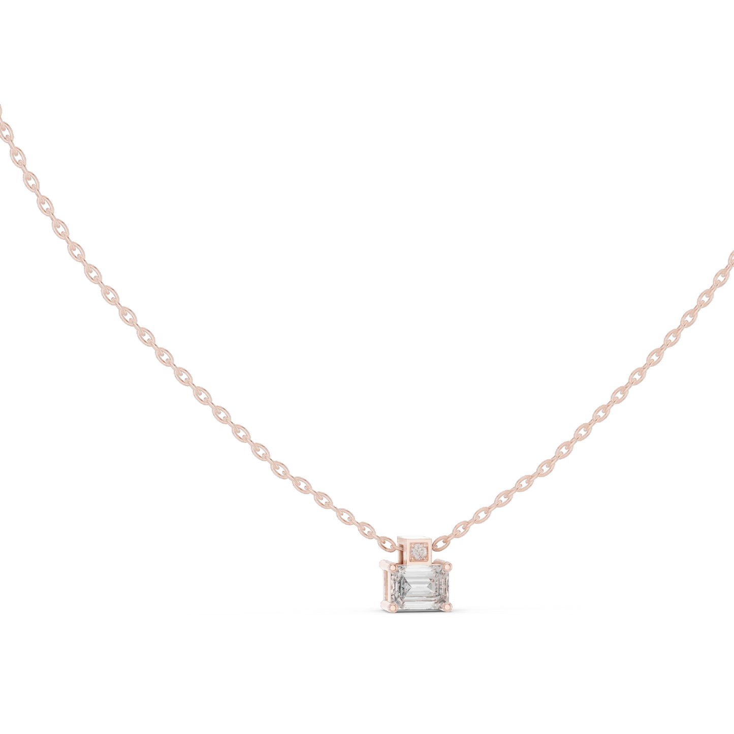 0.395 CT Baguette Cut Lab Diamond Pendant Necklace | VVS-VS EF CVD | 18KT & 14KT Gold | Rose, Yellow, White Gold | Minimalist Fine Jewelry