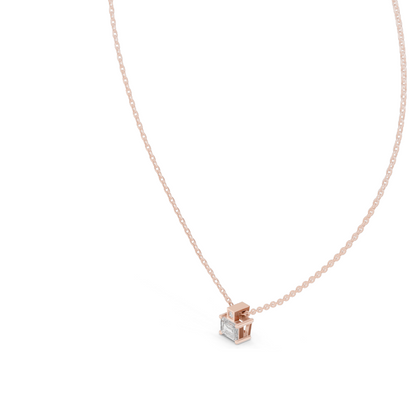 0.395 CT Baguette Cut Lab Diamond Pendant Necklace | VVS-VS EF CVD | 18KT & 14KT Gold | Rose, Yellow, White Gold | Minimalist Fine Jewelry