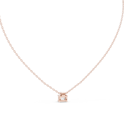 0.395 CT Baguette Cut Lab Diamond Pendant Necklace | VVS-VS EF CVD | 18KT & 14KT Gold | Rose, Yellow, White Gold | Minimalist Fine Jewelry