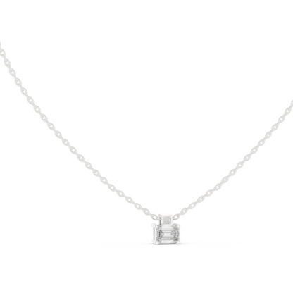0.395 CT Baguette Cut Lab Diamond Pendant Necklace | VVS-VS EF CVD | 18KT & 14KT Gold | Rose, Yellow, White Gold | Minimalist Fine Jewelry