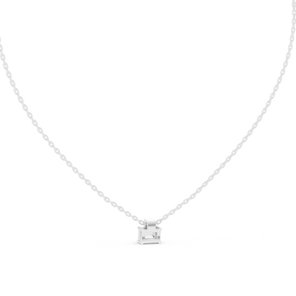 0.395 CT Baguette Cut Lab Diamond Pendant Necklace | VVS-VS EF CVD | 18KT & 14KT Gold | Rose, Yellow, White Gold | Minimalist Fine Jewelry
