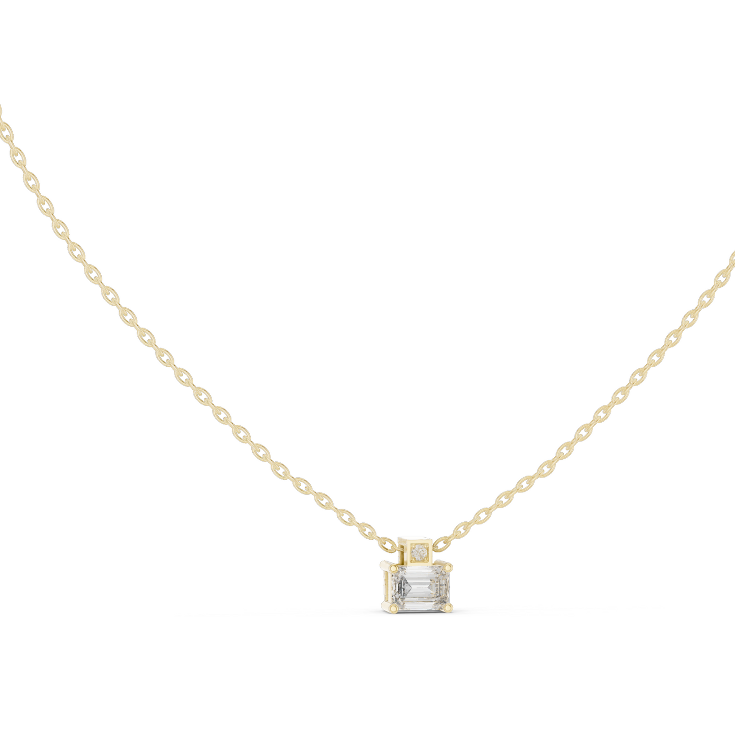 0.395 CT Baguette Cut Lab Diamond Pendant Necklace | VVS-VS EF CVD | 18KT & 14KT Gold | Rose, Yellow, White Gold | Minimalist Fine Jewelry