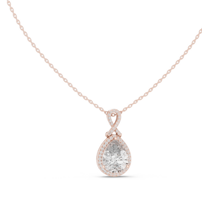 Lab-Created VVS-VS EF CVD Diamond Pendant Necklace | 4.184 CT Pear Cut Diamonds | Available in 18KT, 14KT, Rose, Yellow, White Gold