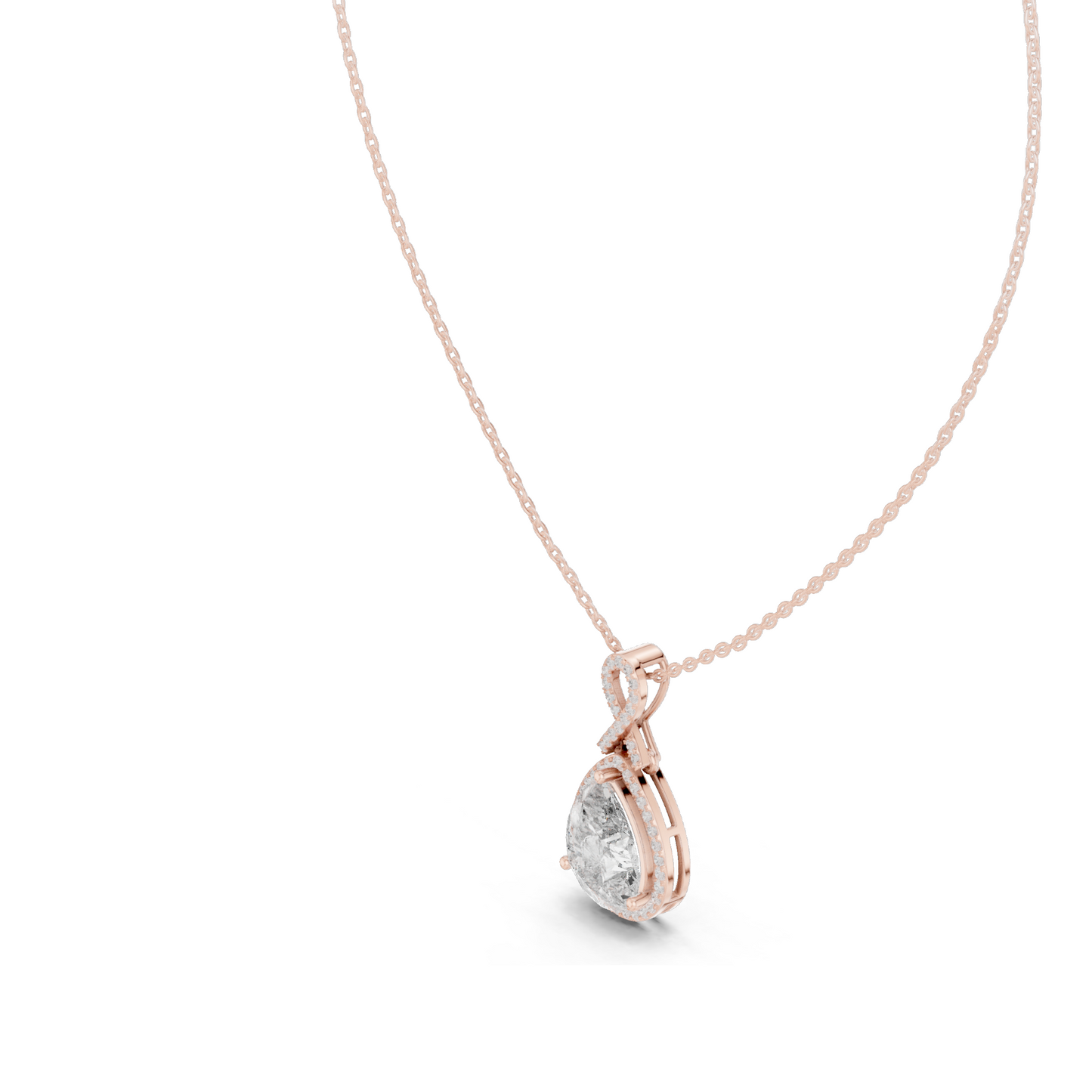 Lab-Created VVS-VS EF CVD Diamond Pendant Necklace | 4.184 CT Pear Cut Diamonds | Available in 18KT, 14KT, Rose, Yellow, White Gold