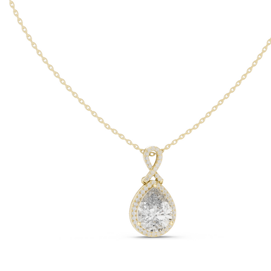 Lab-Created VVS-VS EF CVD Diamond Pendant Necklace | 4.184 CT Pear Cut Diamonds | Available in 18KT, 14KT, Rose, Yellow, White Gold