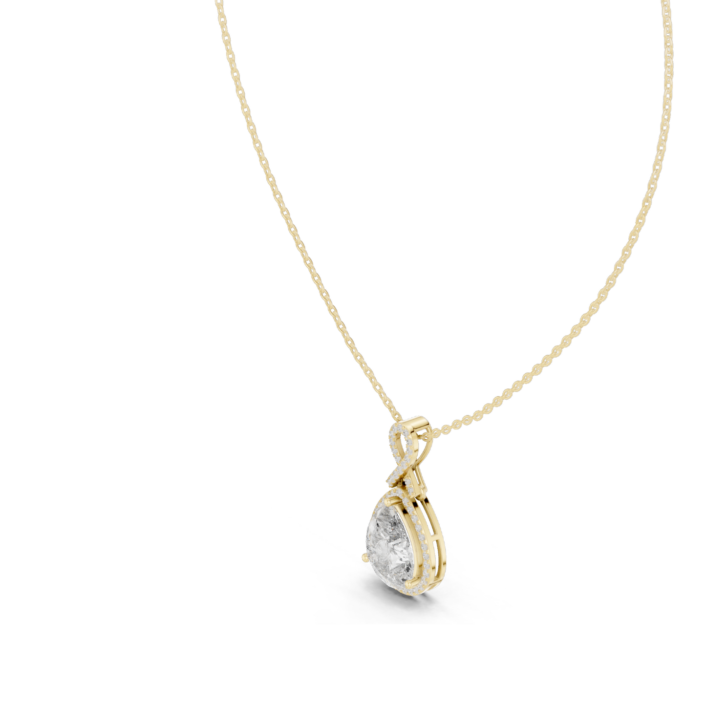 Lab-Created VVS-VS EF CVD Diamond Pendant Necklace | 4.184 CT Pear Cut Diamonds | Available in 18KT, 14KT, Rose, Yellow, White Gold