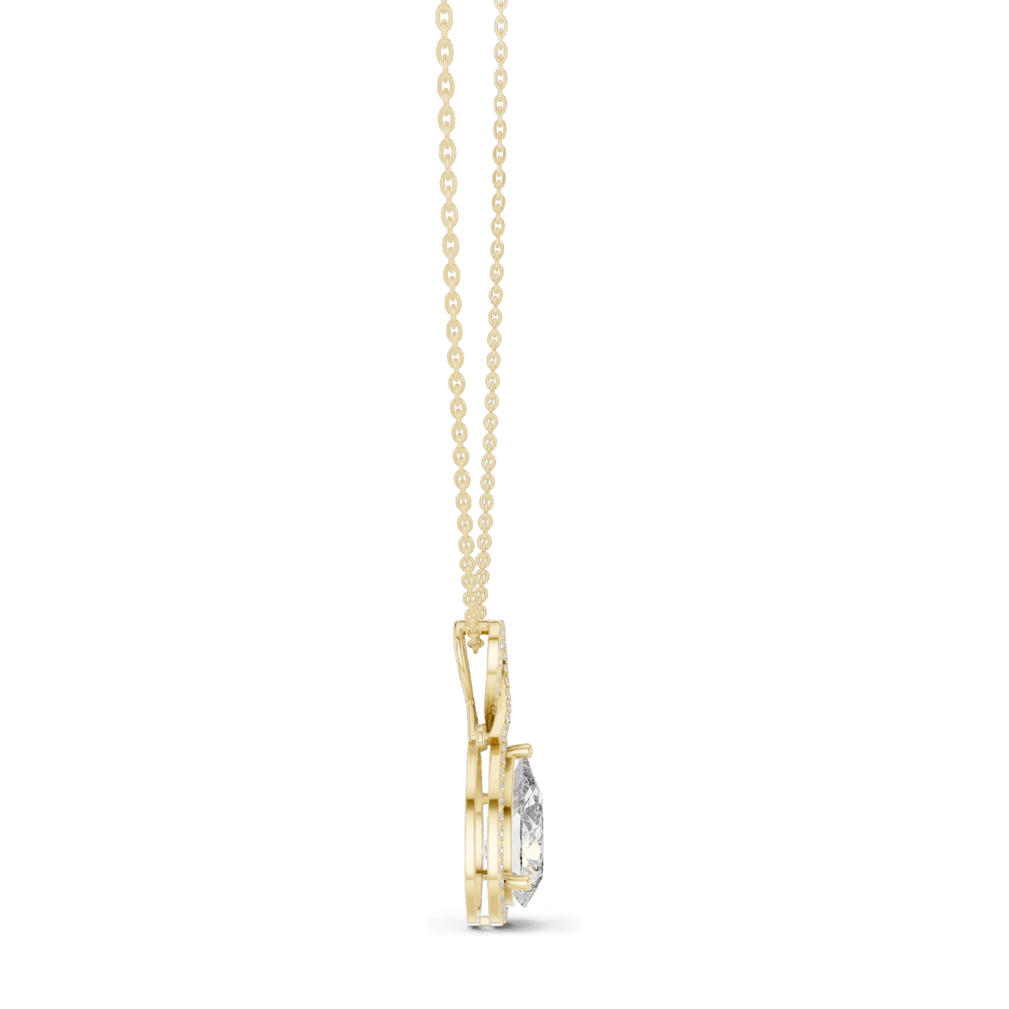 Lab-Created VVS-VS EF CVD Diamond Pendant Necklace | 4.184 CT Pear Cut Diamonds | Available in 18KT, 14KT, Rose, Yellow, White Gold