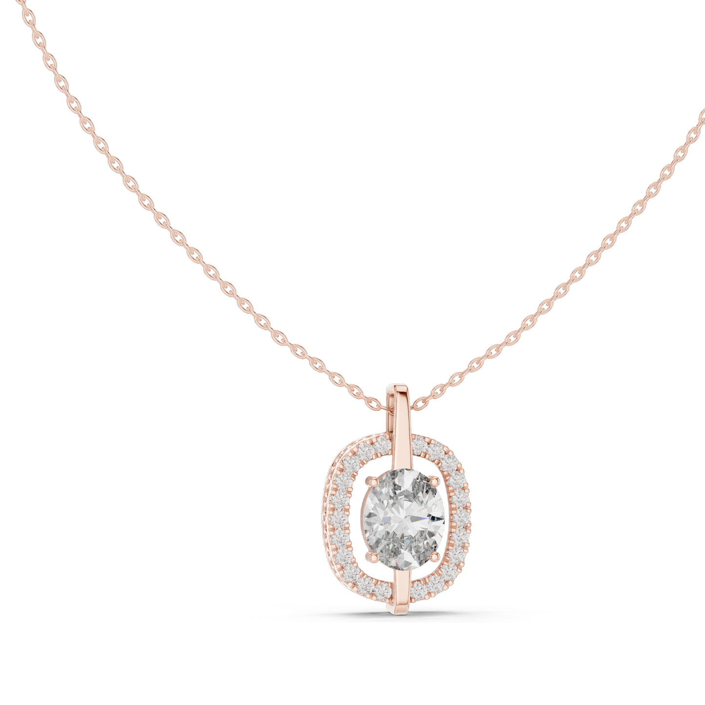 2.54 CT Oval Cut Lab Diamond Pendant Necklace | VVS–VS EF CVD | 18KT & 14KT Rose, Yellow, White Gold | Ethical Fine Jewelry