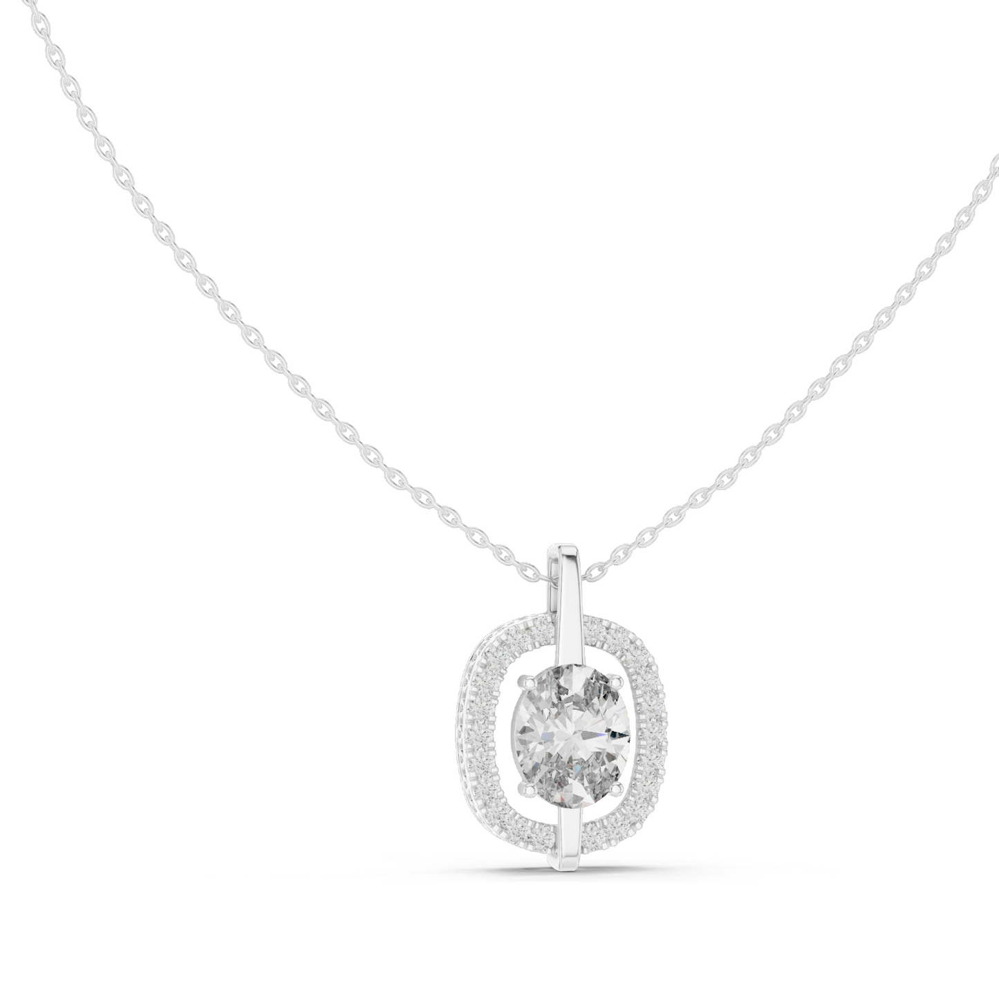 2.54 CT Oval Cut Lab Diamond Pendant Necklace | VVS–VS EF CVD | 18KT & 14KT Rose, Yellow, White Gold | Ethical Fine Jewelry